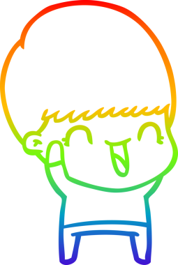 gökkuşağı gradyanı çizimi bir insan tarafından çizilmiş mutlu bir çizgi film çocuğu