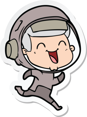 Bir insan tarafından çizilmiş mutlu bir astronotun çıkartması.