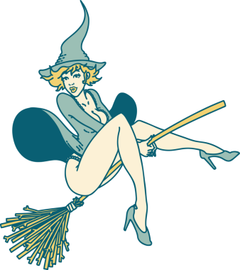 Bir insan tarafından çizilmiş geleneksel poster cadısı dövmesi.