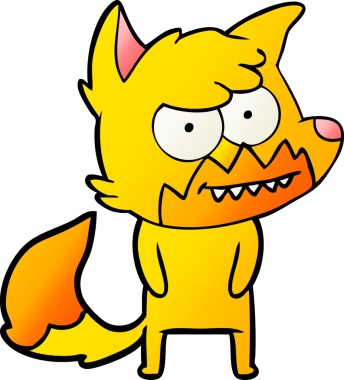 Bir insan tarafından çizilmiş tilki çizgi film karakteri