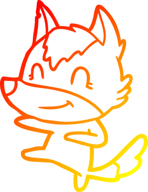 Bir insan tarafından çizilmiş dost canlısı bir kurt çizgi çizimi.