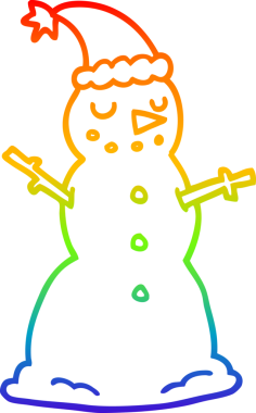 Gökkuşağı gradyan çizgisi bir insan tarafından çizilmiş bir kardan adamın çizimi