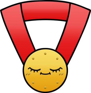 Bir insan tarafından çizilmiş altın madalyanın gölgelenmiş karikatürü.