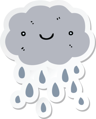 Bir insan tarafından çizilmiş şirin bir karikatür bulutunun çıkartması.