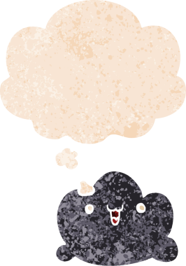 Düşünce baloncuklu karikatür bulutu grunge sıkıntılı retro desen bir insan tarafından çizilmiş