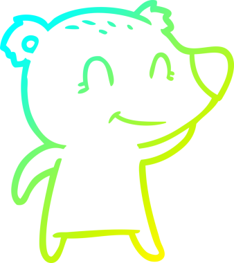 Bir insanın çizdiği gülümseyen ayı çizgi filminin soğuk gradyan çizgisi