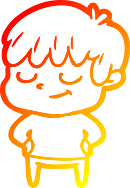 Bir insan tarafından çizilen mutlu bir çocuğun sıcak çizgi çizimi.