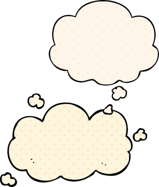 Çizgi roman tarzında bir insan tarafından çizilmiş düşünce baloncuğu olan çizgi film bulutu
