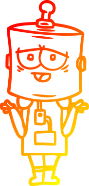 Bir insan tarafından çizilen çizgi film robotunun sıcak çizgi çizimi