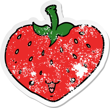 Bir insan tarafından çizilmiş karikatür çileğinin sıkıntılı çıkartması.