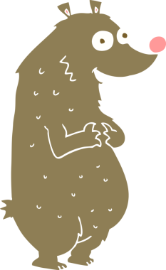 Bir insan tarafından çizilmiş ayının düz renk çizimi