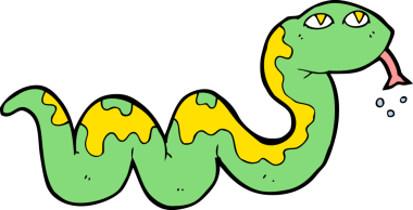 Bir insan tarafından çizilmiş çizgi film yılanı.