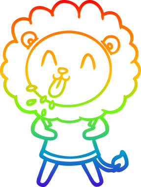 gökkuşağı gradyanı çizimi bir insan tarafından çizilmiş mutlu bir karikatür aslanı