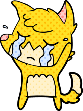 Bir insan tarafından çizilmiş ağlayan tilki çizgi filmi.