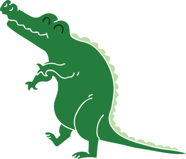 Bir insan tarafından çizilmiş garip çizgi film timsahı.