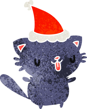 Bir insan tarafından çizilmiş kawaii kedisinin eski bir karikatürü.