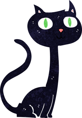 bir insan tarafından çizilmiş kara kedi çizgi filmi