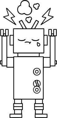Bir insan tarafından çizilmiş ağlayan bir robot çizimi