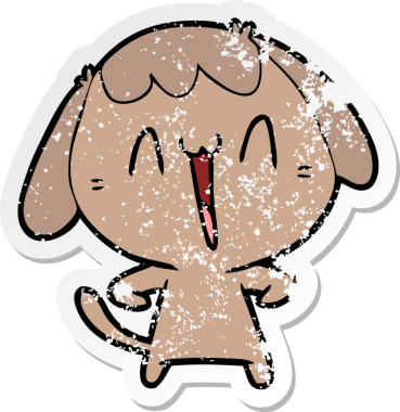 Bir insan tarafından çizilmiş şirin bir köpeğin sıkıntılı çıkartması.