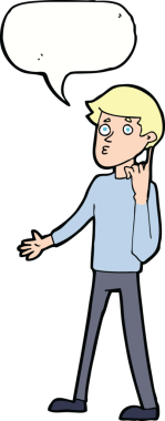 Çizgi filmci bir insan tarafından çizilmiş konuşma balonuyla soru soruyor.