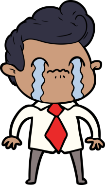 Bir insan tarafından çizilmiş ağlayan çizgi film adamı.