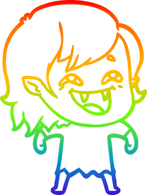 Gökkuşağı gradyan çizgi çizimi Bir insan tarafından çizilmiş gülen vampir kız çizgi filmi