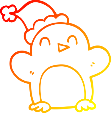 Bir insan tarafından çizilmiş bir çizgi film pengueninin sıcak gradyan çizimi