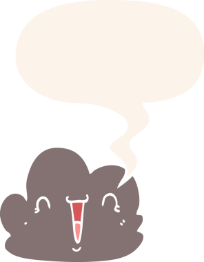 bir insan tarafından çizilmiş eski usul konuşma baloncuğu ile çizgi film mutlu bulut