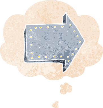 Bir insan tarafından çizilmiş grunge ile düşünce baloncuğu ile çizilmiş çizgi film sıkıntılı retro desen