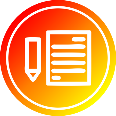 bir insan tarafından çizilmiş doküman ve kalem dairesel simgesi