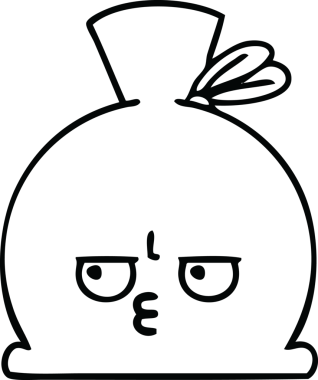 Bir insan tarafından çizilmiş çuval karikatürü.