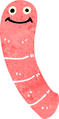 Bir insan tarafından çizilmiş bir solucan.