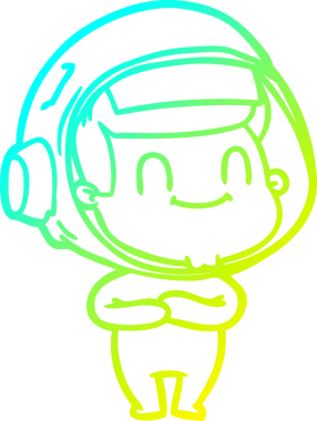 Bir insan tarafından çizilmiş mutlu bir astronot çizgi roman çizimi.