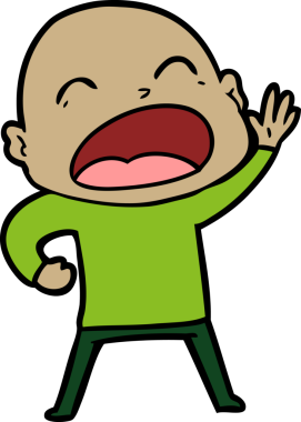 Bir insan tarafından çizilmiş kel adam diye bağıran çizgi film.