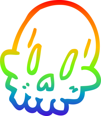 Gökkuşağı gradyan çizgi çizimi bir insan tarafından çizilmiş ürkütücü garip kafatası