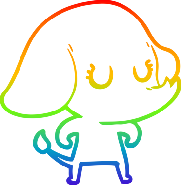 Gökkuşağı gradyan çizgisi bir insan tarafından çizilmiş şirin bir fil çizimi