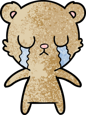 Bir insan tarafından çizilmiş ağlayan çizgi film ayısı.