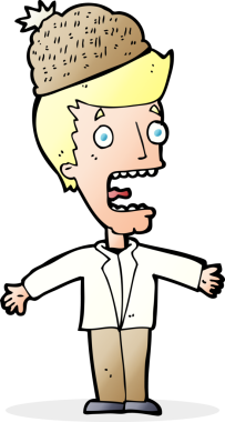 Bir insan tarafından çizilmiş kış şapkası takan çizgi film adamı.