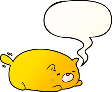 Bir insan tarafından çizilmiş yumuşak eğimli konuşma baloncuklu şirin çizgi film kedisi.