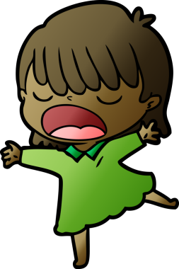 Çizgi filmdeki kadın bir insan tarafından yüksek sesle çizilmiş.