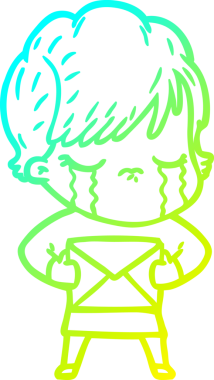 Bir insan tarafından çizilmiş ağlayan bir karikatür çizimi.