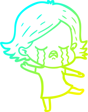 Bir insan tarafından çizilmiş ağlayan bir çizgi film kızı çizimi.