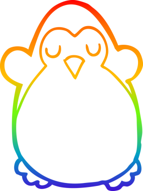 gökkuşağı gradyan çizimi bir insan tarafından çizilmiş bir penguen çizgi