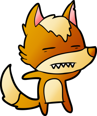 Bir insan tarafından çizilmiş tilki çizgi film karakteri