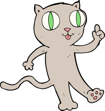 Bir insan tarafından çizilmiş fikri olan çizgi film kedisi.