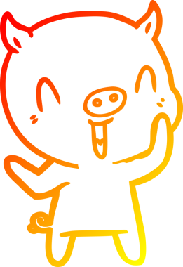 Bir insan tarafından çizilmiş mutlu çizgi film domuzu çizimi.