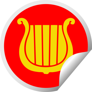 Bir insan tarafından çizilmiş altın arpın dairesel kabuk soyma etiketi.