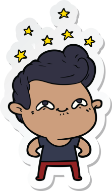 Bir insan tarafından çizilmiş heyecanlı bir adamın çıkartması.