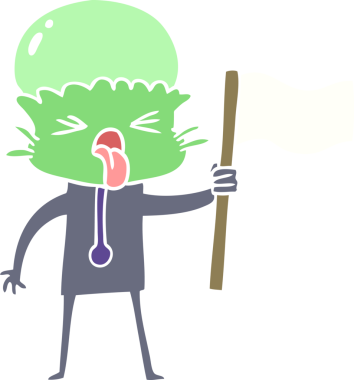 Bir insan tarafından çizilmiş garip düz renk çizgi film uzaylı bayrağı.