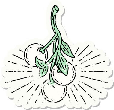 Bir insan tarafından çizilmiş eski bir dövme stili ökseotu etiketi.